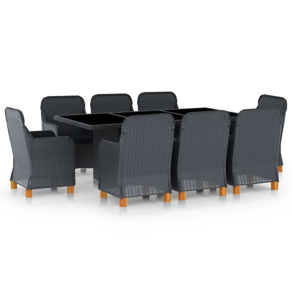 9-delige Tuinset met kussens poly rattan donkergrijs is nu te koop bij PeponiXL, paradijselijk wonen!