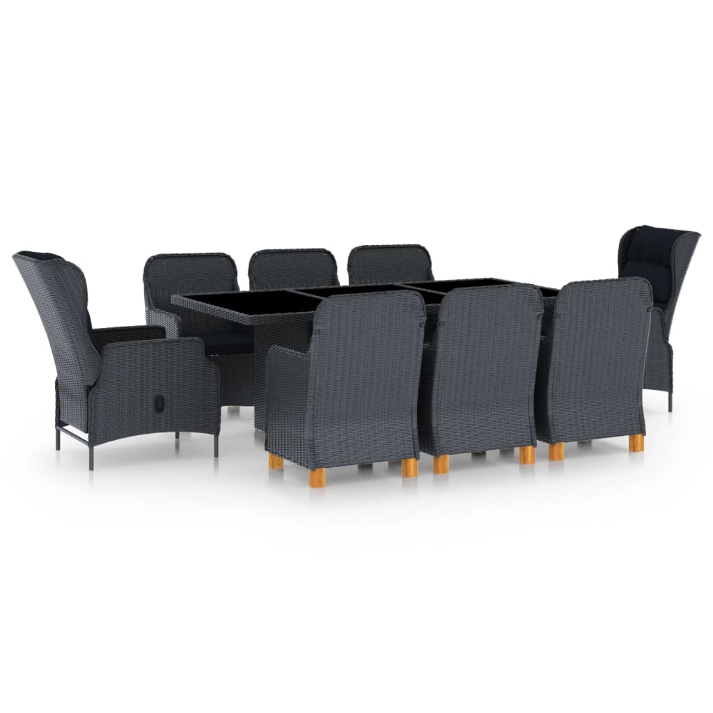9-delige Tuinset met kussens poly rattan donkergrijs is nu te koop bij PeponiXL, paradijselijk wonen!