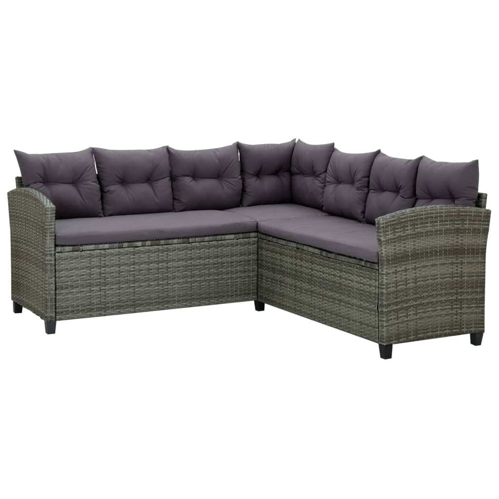 6-delige Loungeset met kussens poly rattan grijs is nu te koop bij PeponiXL, paradijselijk wonen!