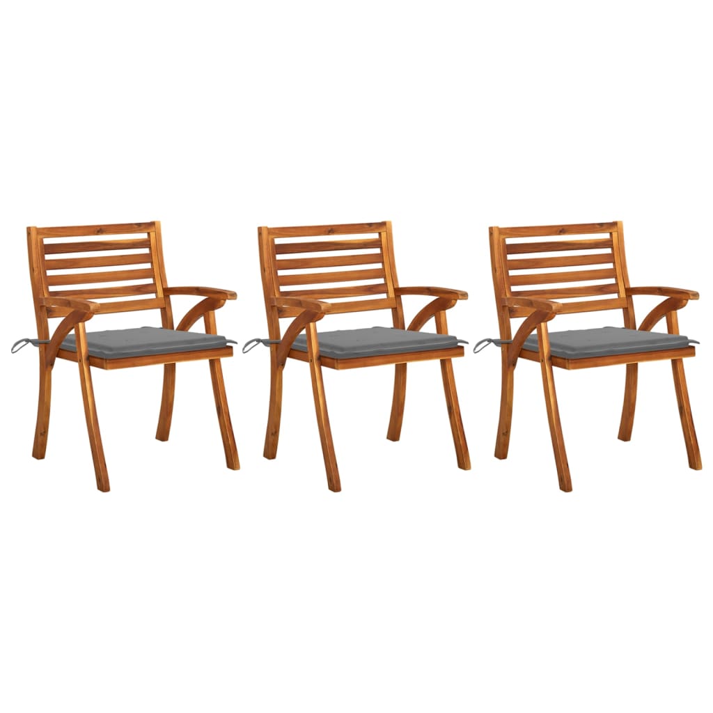 Tuinstoelen 3 st met kussens massief acaciahout is nu te koop bij PeponiXL, paradijselijk wonen!