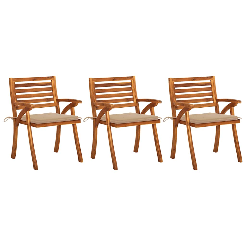 Tuinstoelen 3 st met kussens massief acaciahout is nu te koop bij PeponiXL, paradijselijk wonen!