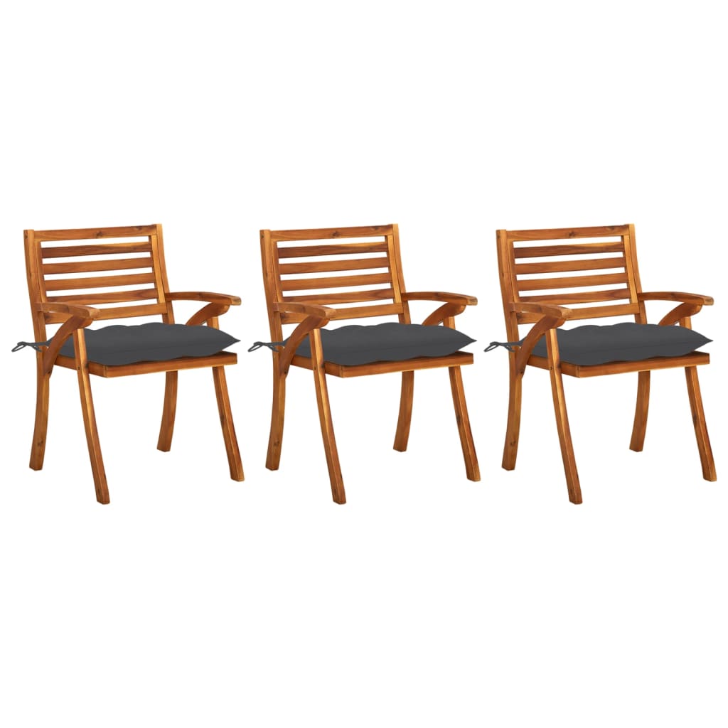 Tuinstoelen 3 st met kussens massief acaciahout is nu te koop bij PeponiXL, paradijselijk wonen!