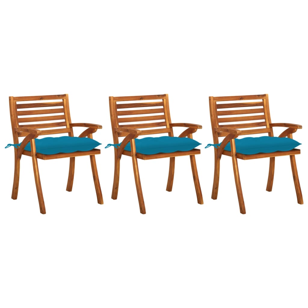 Tuinstoelen 3 st met kussens massief acaciahout is nu te koop bij PeponiXL, paradijselijk wonen!