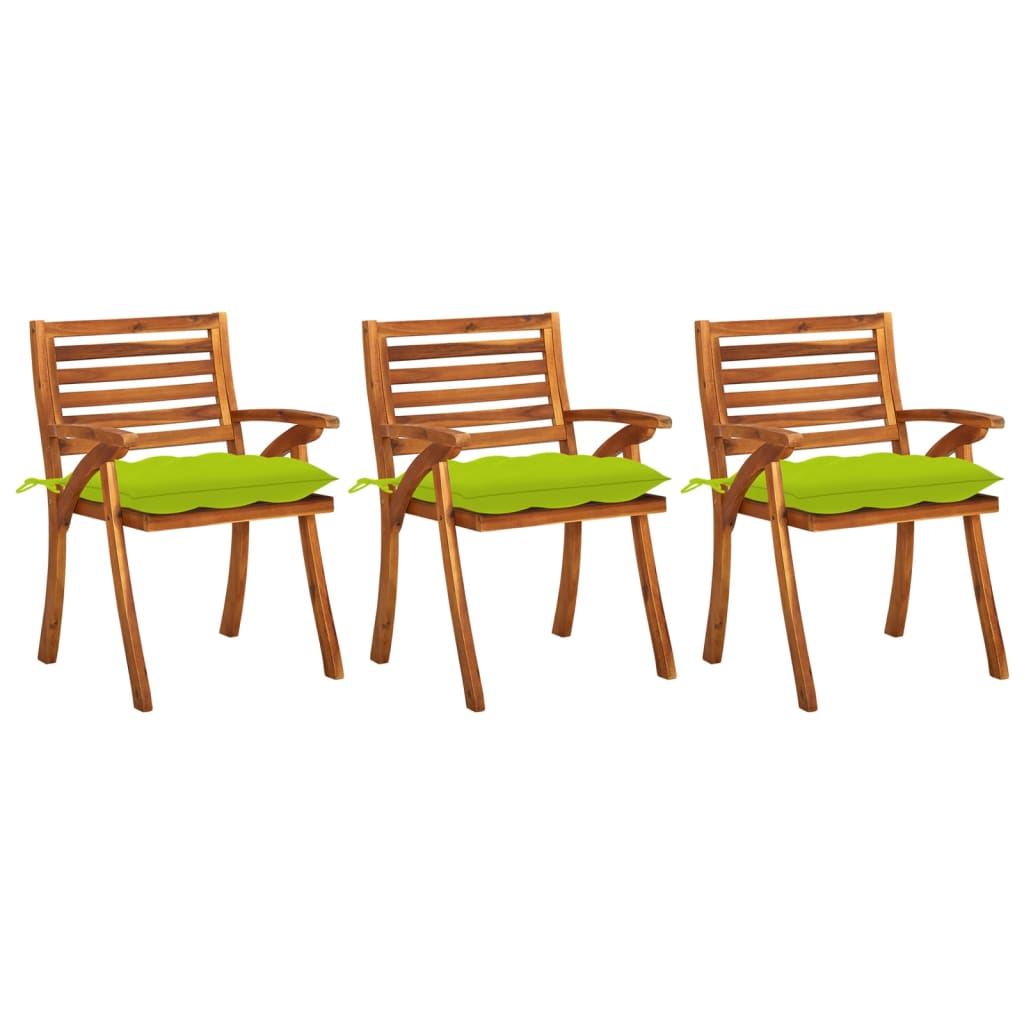 Tuinstoelen 3 st met kussens massief acaciahout is nu te koop bij PeponiXL, paradijselijk wonen!