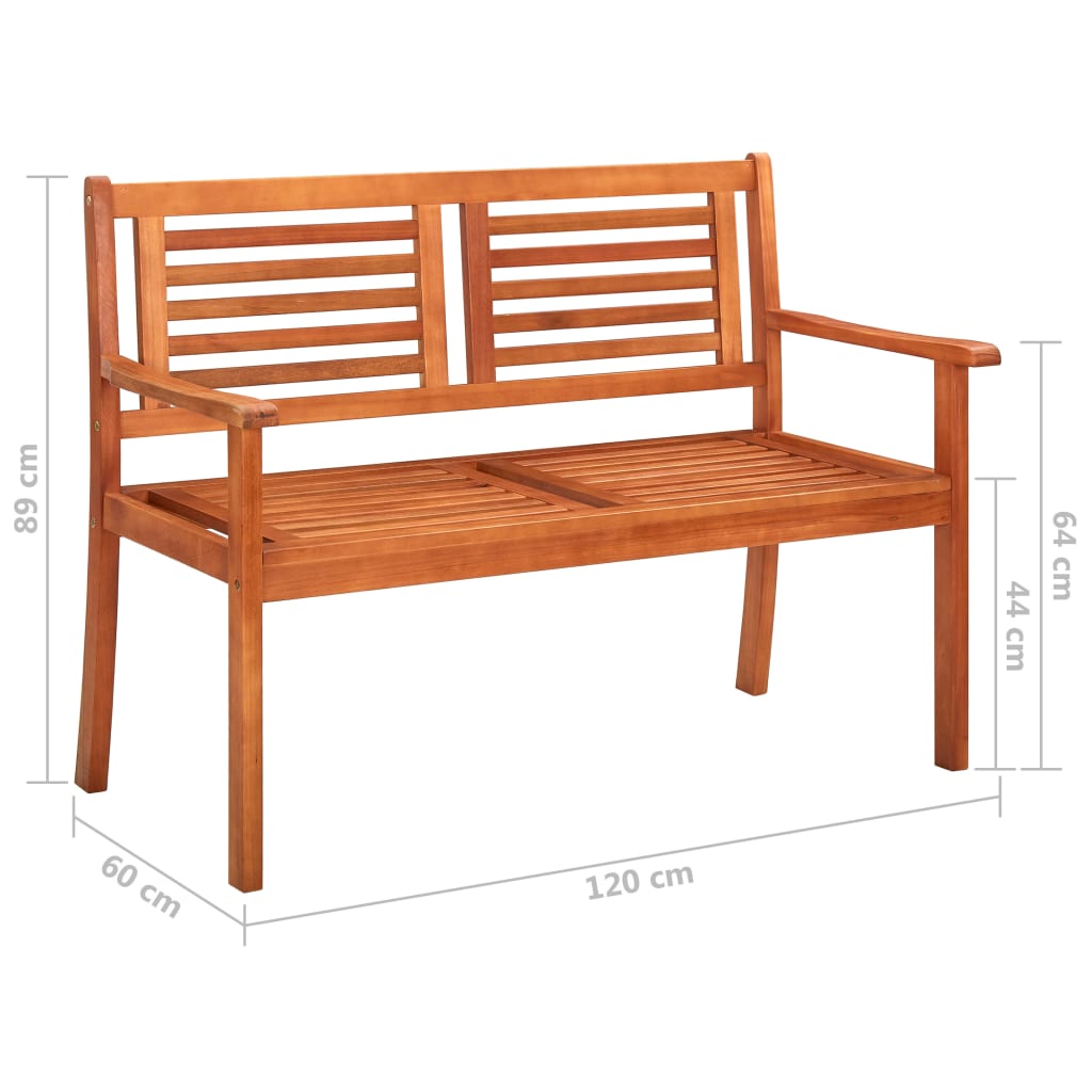 Tuinbank 2-zits met kussen 120 cm massief eucalyptushout is nu te koop bij PeponiXL, paradijselijk wonen!