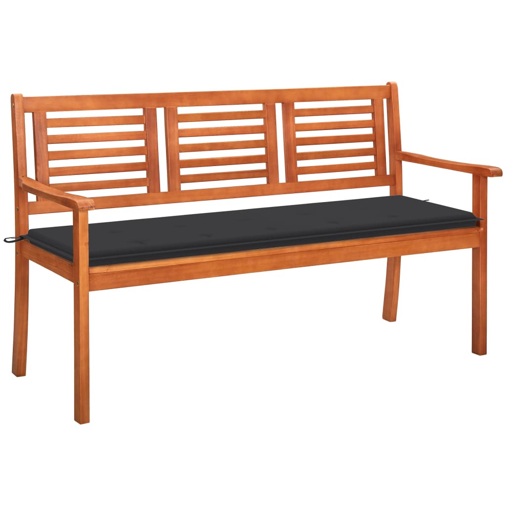 Tuinbank 3-zits met kussen 150 cm massief eucalyptushout is nu te koop bij PeponiXL, paradijselijk wonen!