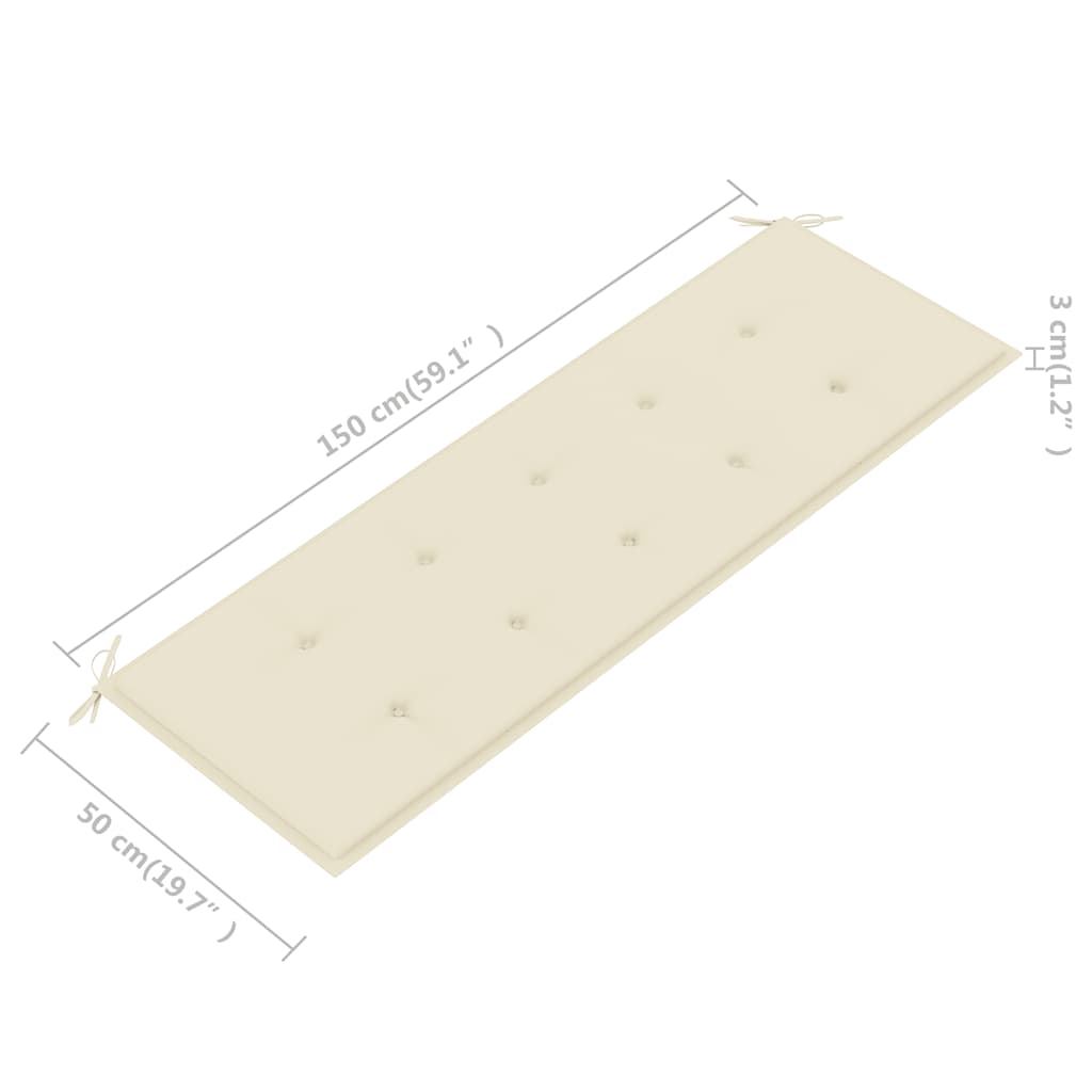 Tuinbank 3-zits met kussen 150 cm massief eucalyptushout is nu te koop bij PeponiXL, paradijselijk wonen!
