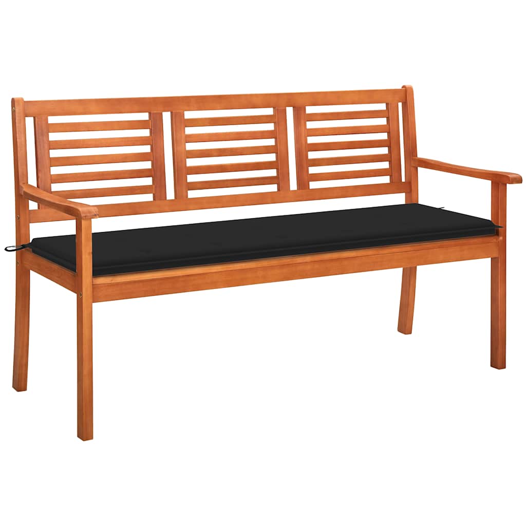Tuinbank 3-zits met kussen 150 cm massief eucalyptushout is nu te koop bij PeponiXL, paradijselijk wonen!