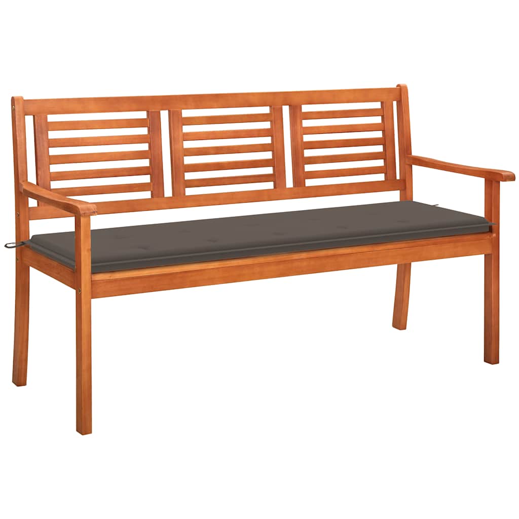 Tuinbank 3-zits met kussen 150 cm massief eucalyptushout is nu te koop bij PeponiXL, paradijselijk wonen!