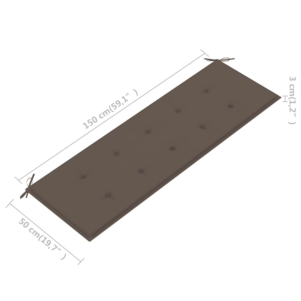 Tuinbank 3-zits met kussen 150 cm massief eucalyptushout is nu te koop bij PeponiXL, paradijselijk wonen!