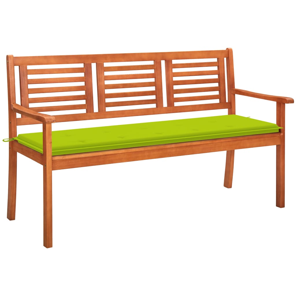 Tuinbank 3-zits met kussen 150 cm massief eucalyptushout is nu te koop bij PeponiXL, paradijselijk wonen!