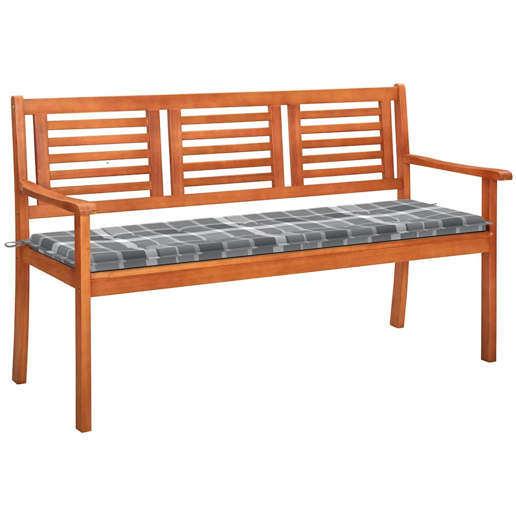 Tuinbank 3-zits met kussen 150 cm massief eucalyptushout is nu te koop bij PeponiXL, paradijselijk wonen!