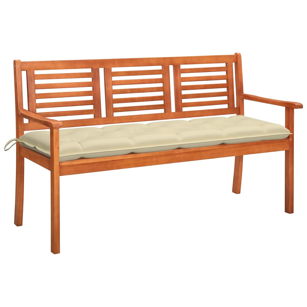 Tuinbank 3-zits met kussen 150 cm massief eucalyptushout is nu te koop bij PeponiXL, paradijselijk wonen!