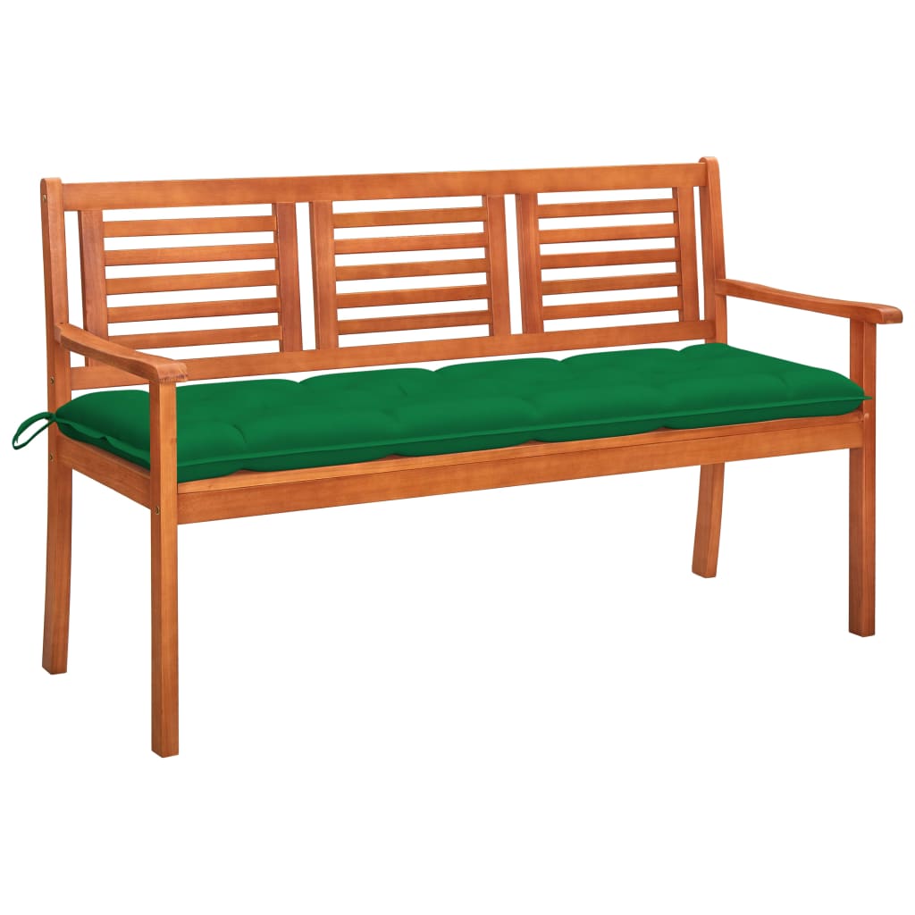 Tuinbank 3-zits met kussen 150 cm massief eucalyptushout is nu te koop bij PeponiXL, paradijselijk wonen!