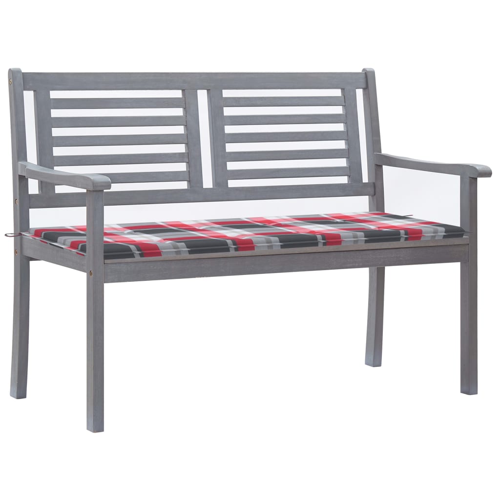 Tuinbank 2-zits met kussen 120 cm eucalyptushout grijs