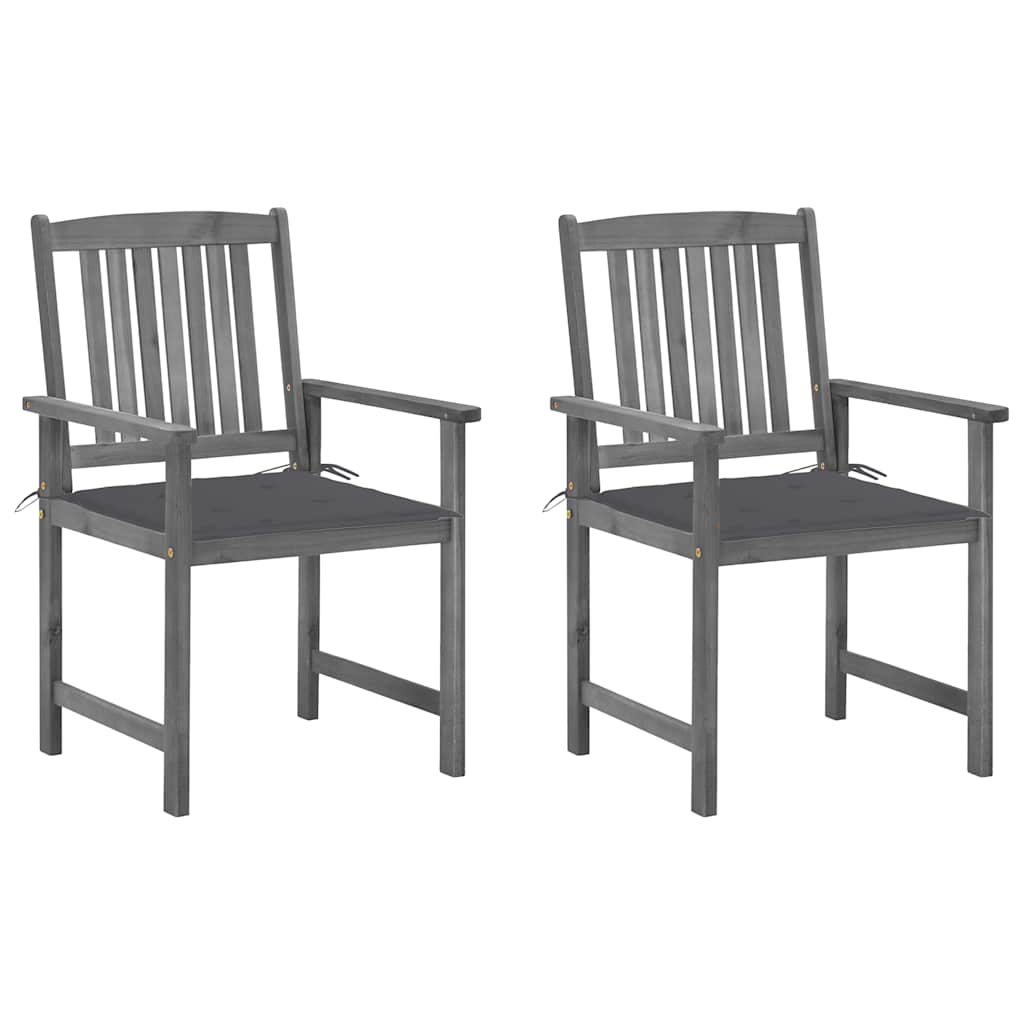 Tuinstoelen 2 st met kussens massief acaciahout grijs is nu te koop bij PeponiXL, paradijselijk wonen!
