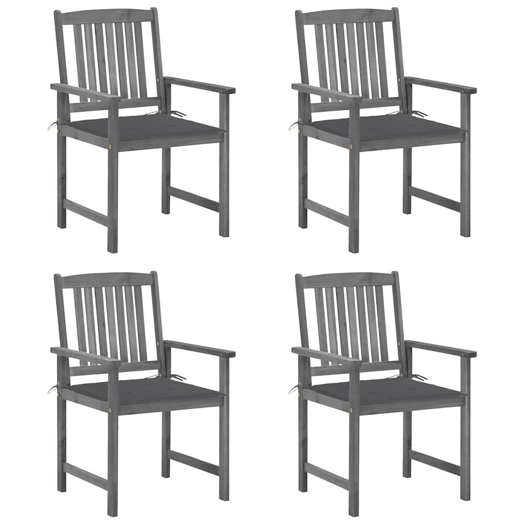 Tuinstoelen 4 st met kussens massief acaciahout grijs is nu te koop bij PeponiXL, paradijselijk wonen!