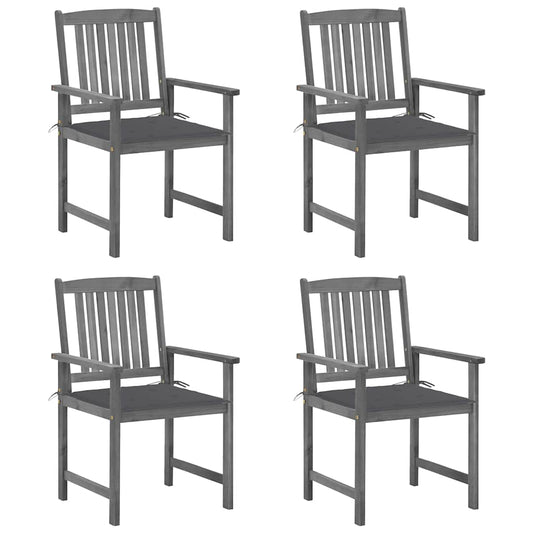 Tuinstoelen 4 st met kussens massief acaciahout grijs is nu te koop bij PeponiXL, paradijselijk wonen!