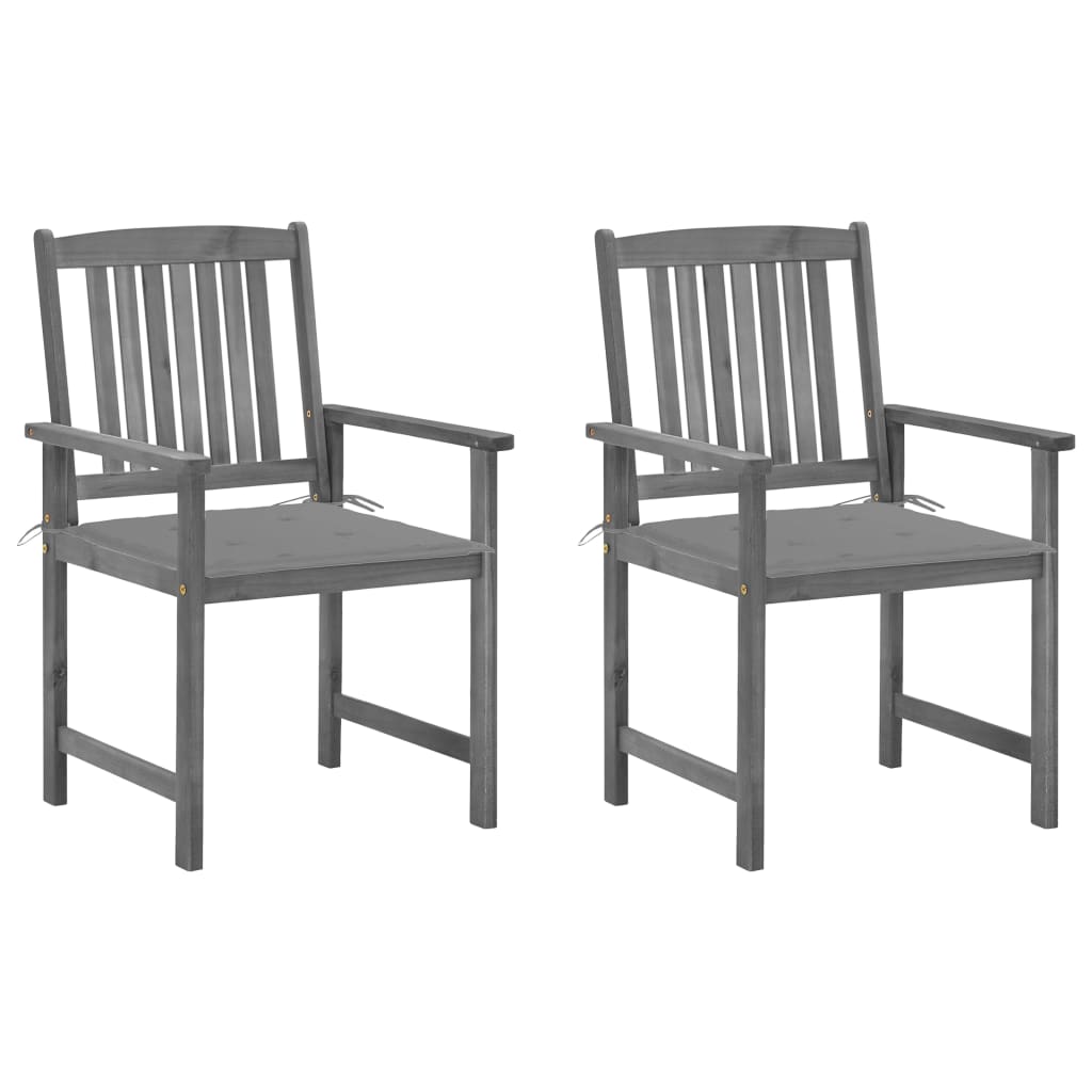 Tuinstoelen 2 st met kussens massief acaciahout grijs is nu te koop bij PeponiXL, paradijselijk wonen!
