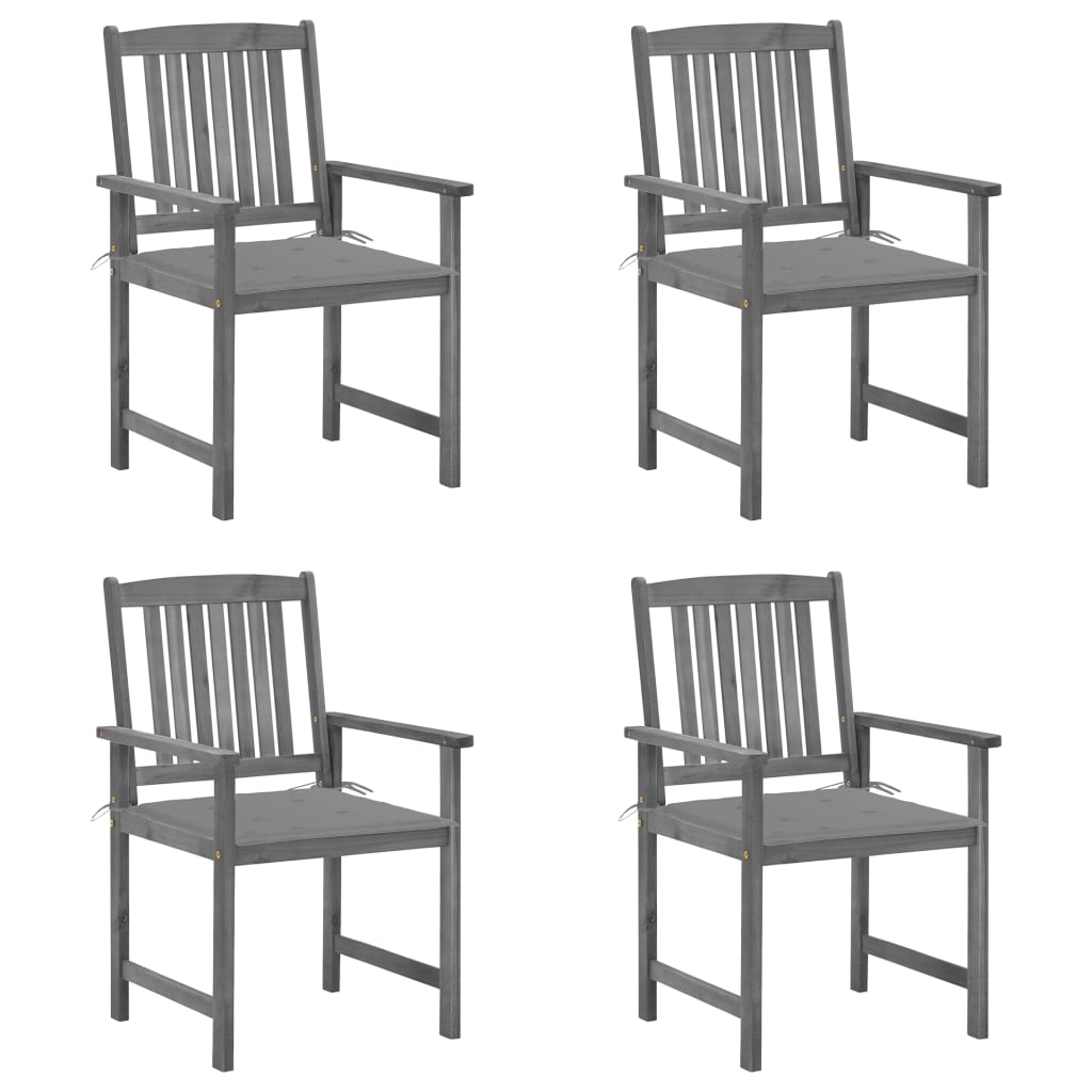 Tuinstoelen 4 st met kussens massief acaciahout grijs is nu te koop bij PeponiXL, paradijselijk wonen!