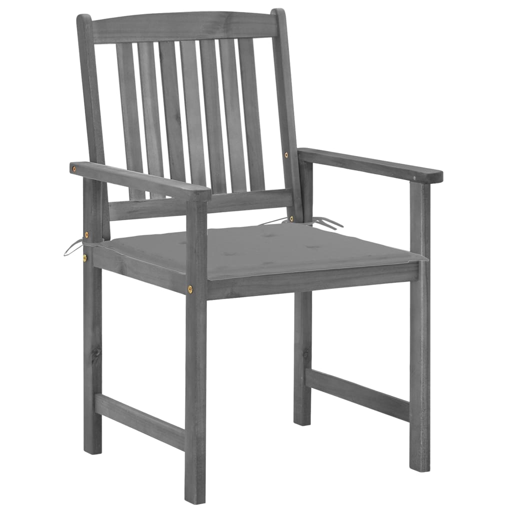 Tuinstoelen 4 st met kussens massief acaciahout grijs is nu te koop bij PeponiXL, paradijselijk wonen!