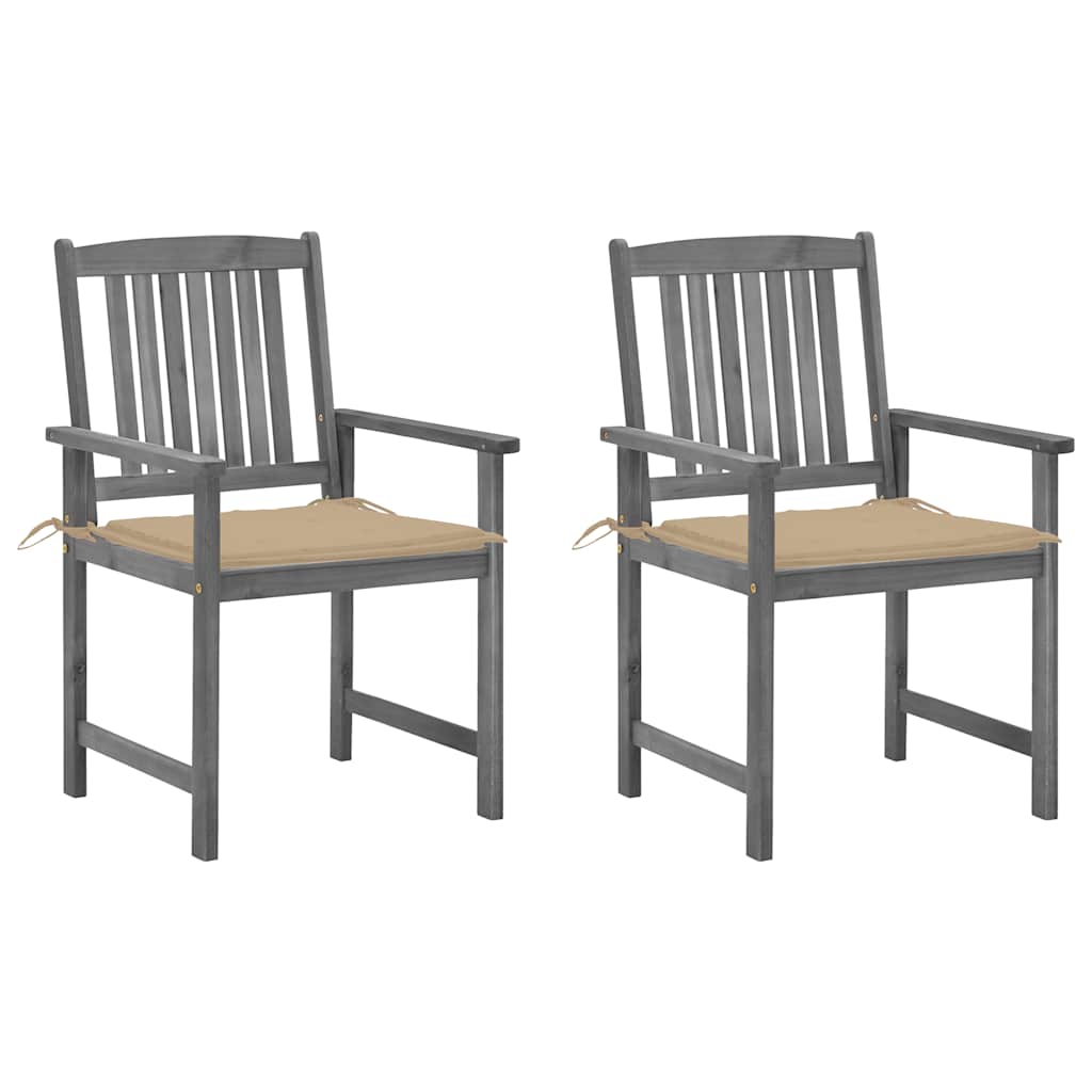 Tuinstoelen 2 st met kussens massief acaciahout grijs is nu te koop bij PeponiXL, paradijselijk wonen!
