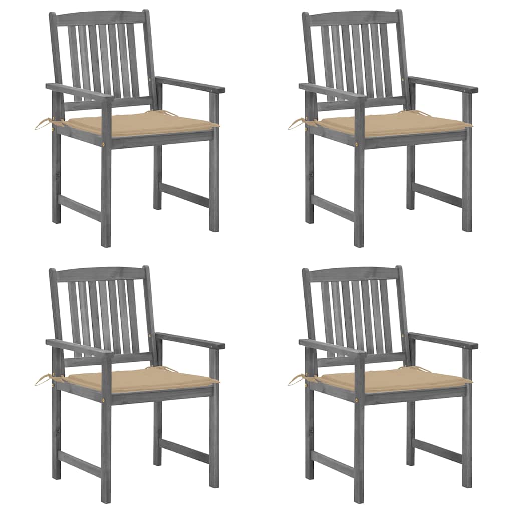 Tuinstoelen 4 st met kussens massief acaciahout grijs is nu te koop bij PeponiXL, paradijselijk wonen!
