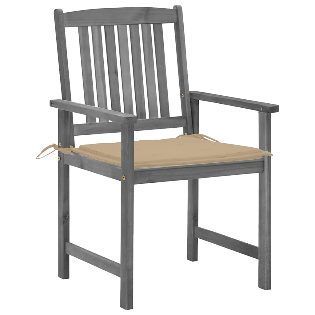 Tuinstoelen 4 st met kussens massief acaciahout grijs is nu te koop bij PeponiXL, paradijselijk wonen!