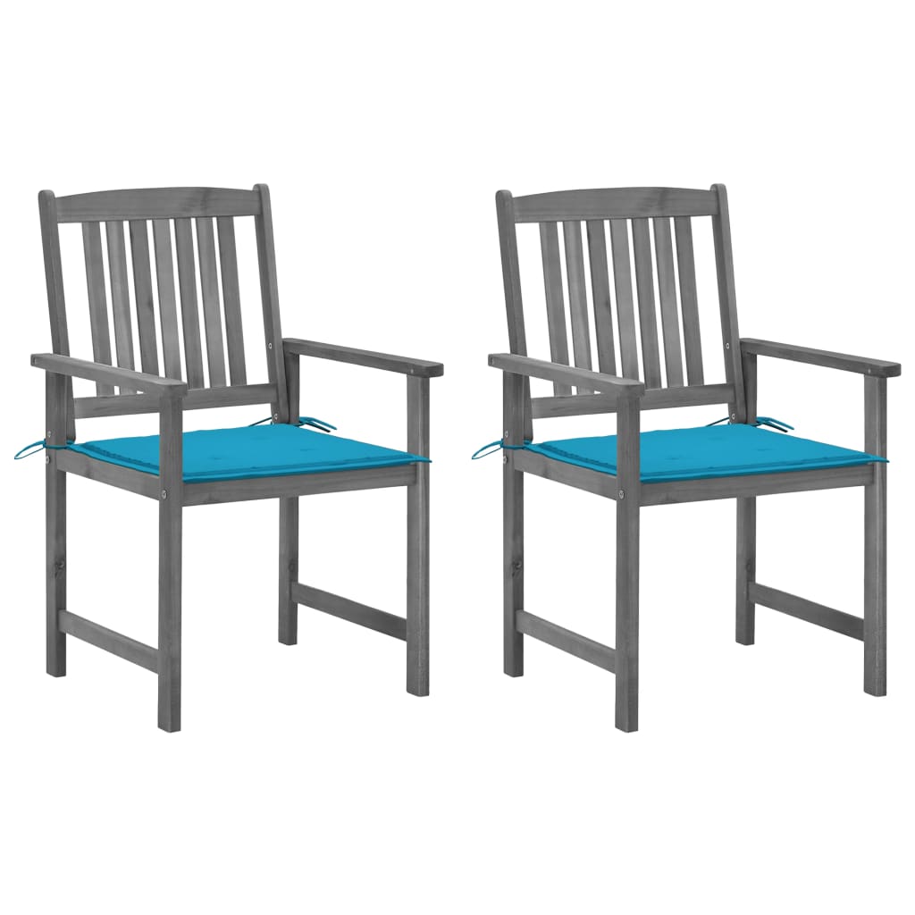 Tuinstoelen 2 st met kussens massief acaciahout grijs is nu te koop bij PeponiXL, paradijselijk wonen!