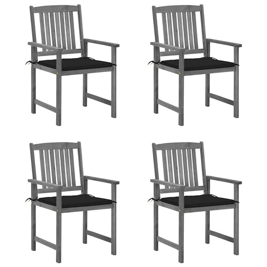 Tuinstoelen 4 st met kussens massief acaciahout grijs is nu te koop bij PeponiXL, paradijselijk wonen!