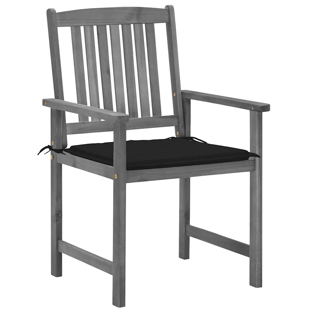 Tuinstoelen 4 st met kussens massief acaciahout grijs is nu te koop bij PeponiXL, paradijselijk wonen!