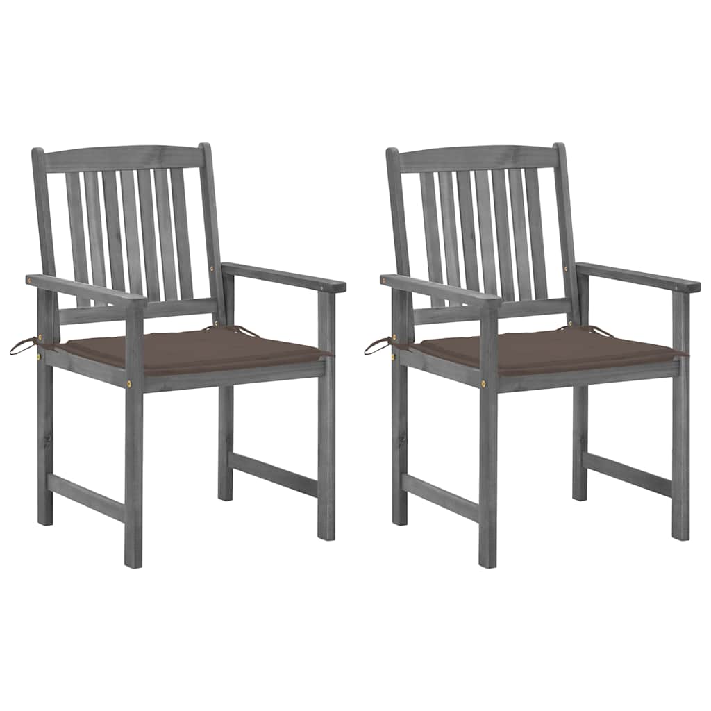 Tuinstoelen 2 st met kussens massief acaciahout grijs is nu te koop bij PeponiXL, paradijselijk wonen!
