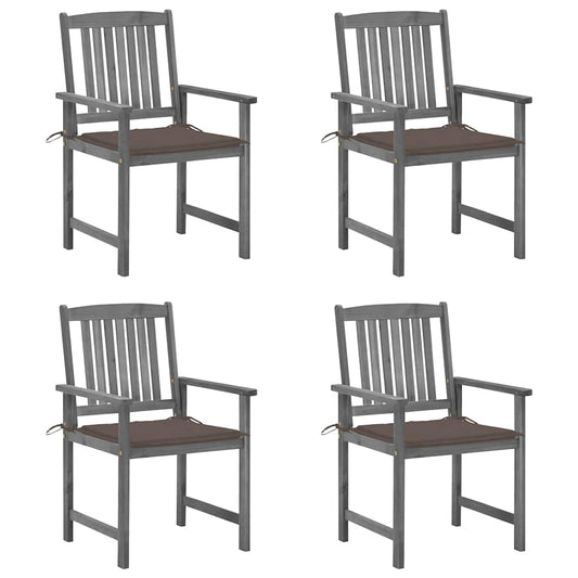 Tuinstoelen 4 st met kussens massief acaciahout grijs is nu te koop bij PeponiXL, paradijselijk wonen!