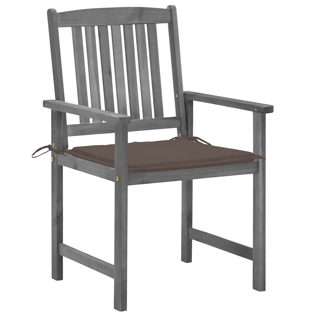 Tuinstoelen 4 st met kussens massief acaciahout grijs is nu te koop bij PeponiXL, paradijselijk wonen!