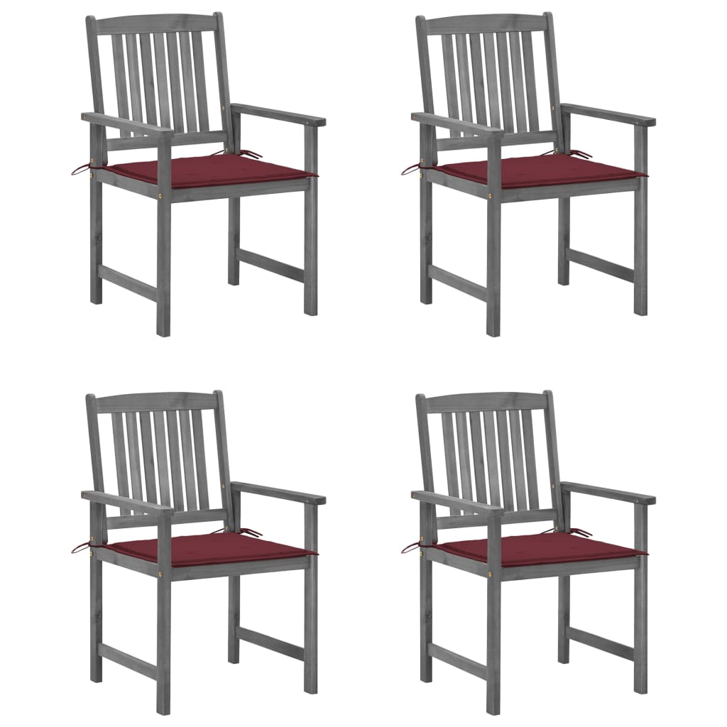 Tuinstoelen 4 st met kussens massief acaciahout grijs is nu te koop bij PeponiXL, paradijselijk wonen!