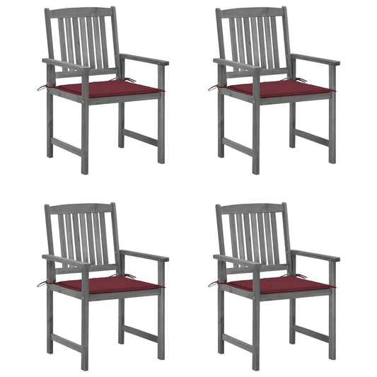 Tuinstoelen 4 st met kussens massief acaciahout grijs is nu te koop bij PeponiXL, paradijselijk wonen!