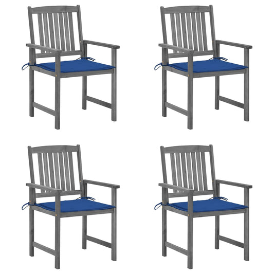Tuinstoelen 4 st met kussens massief acaciahout grijs is nu te koop bij PeponiXL, paradijselijk wonen!