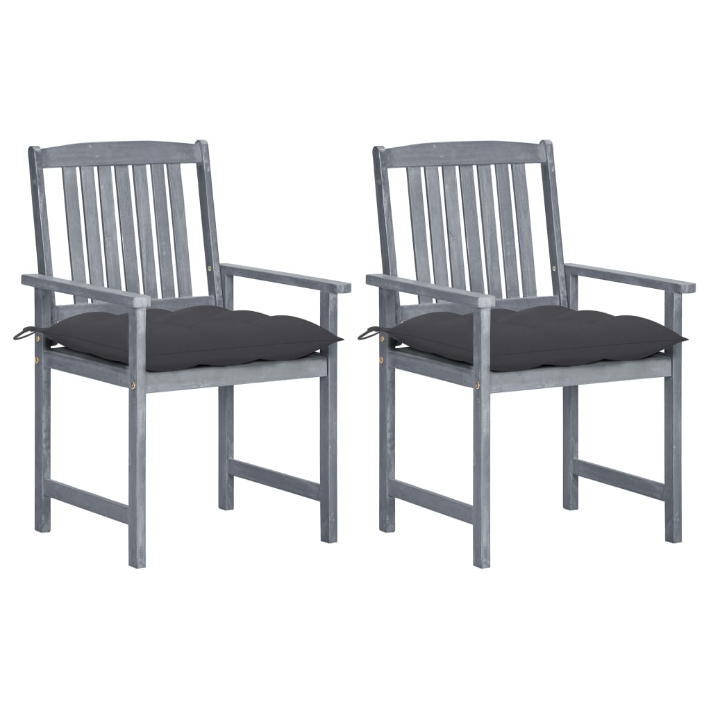 Tuinstoelen 2 st met kussens massief acaciahout grijs is nu te koop bij PeponiXL, paradijselijk wonen!