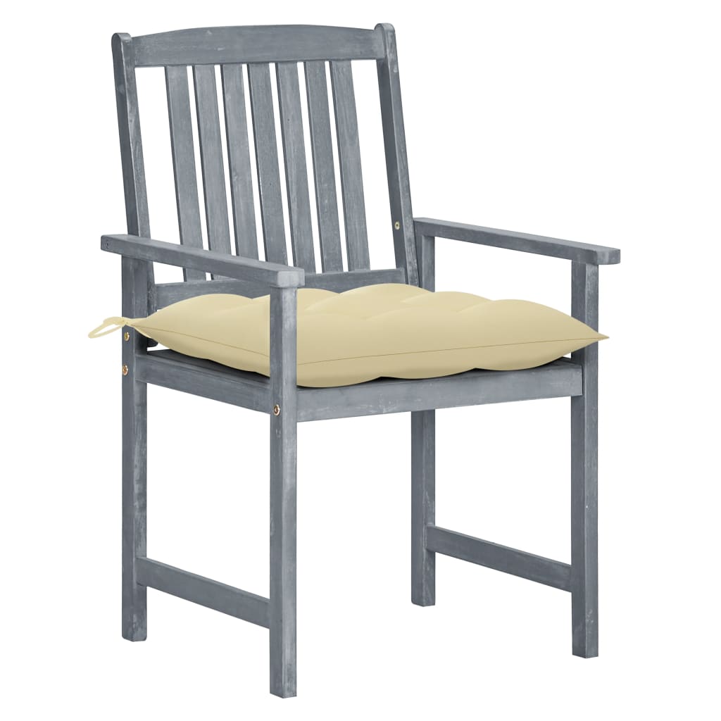 Tuinstoelen 2 st met kussens massief acaciahout grijs