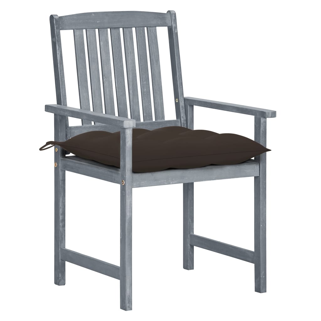 Tuinstoelen 4 st met kussens massief acaciahout grijs is nu te koop bij PeponiXL, paradijselijk wonen!