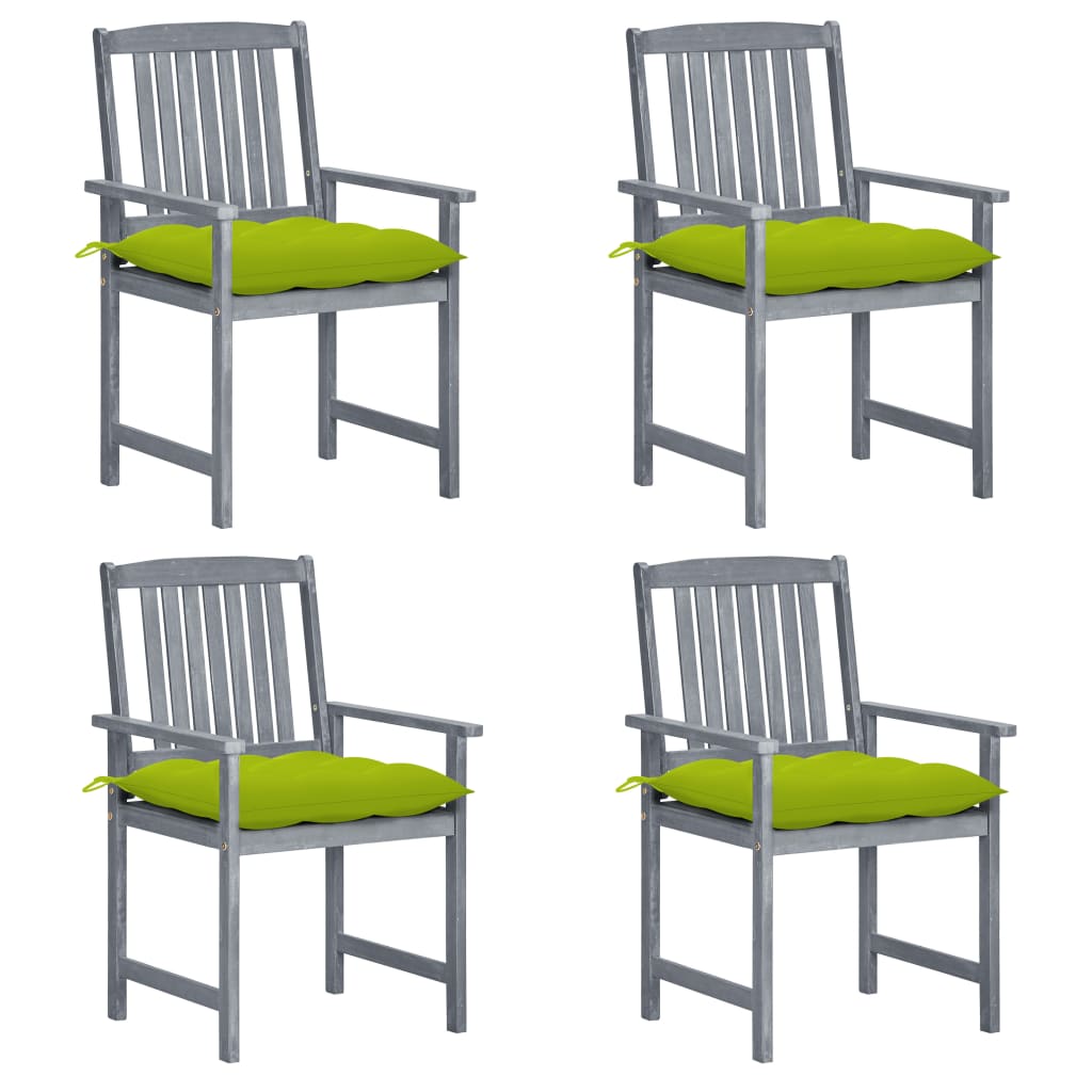 Tuinstoelen 4 st met kussens massief acaciahout grijs is nu te koop bij PeponiXL, paradijselijk wonen!