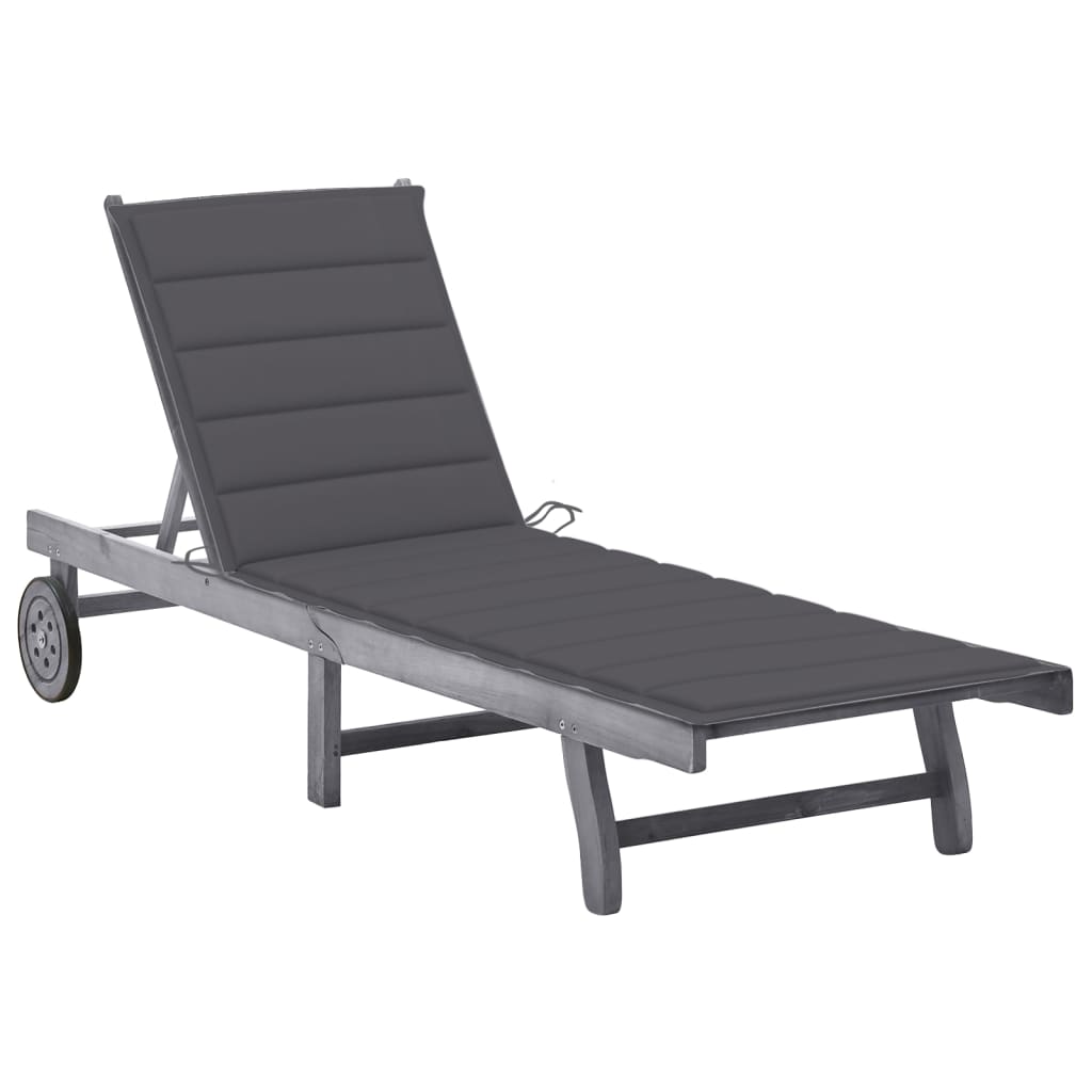 Ligbed met kussen massief acaciahout grijs is nu te koop bij PeponiXL, paradijselijk wonen!
