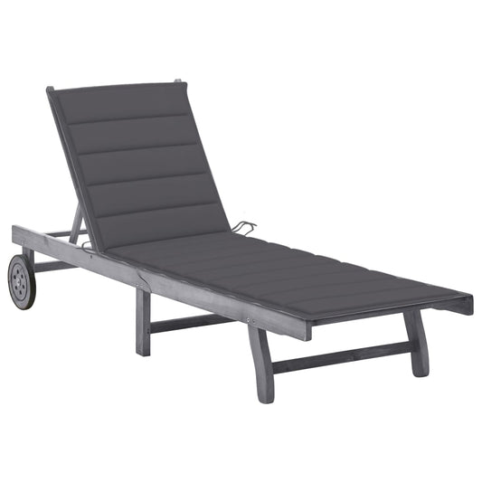 Ligbed met kussen massief acaciahout grijs is nu te koop bij PeponiXL, paradijselijk wonen!