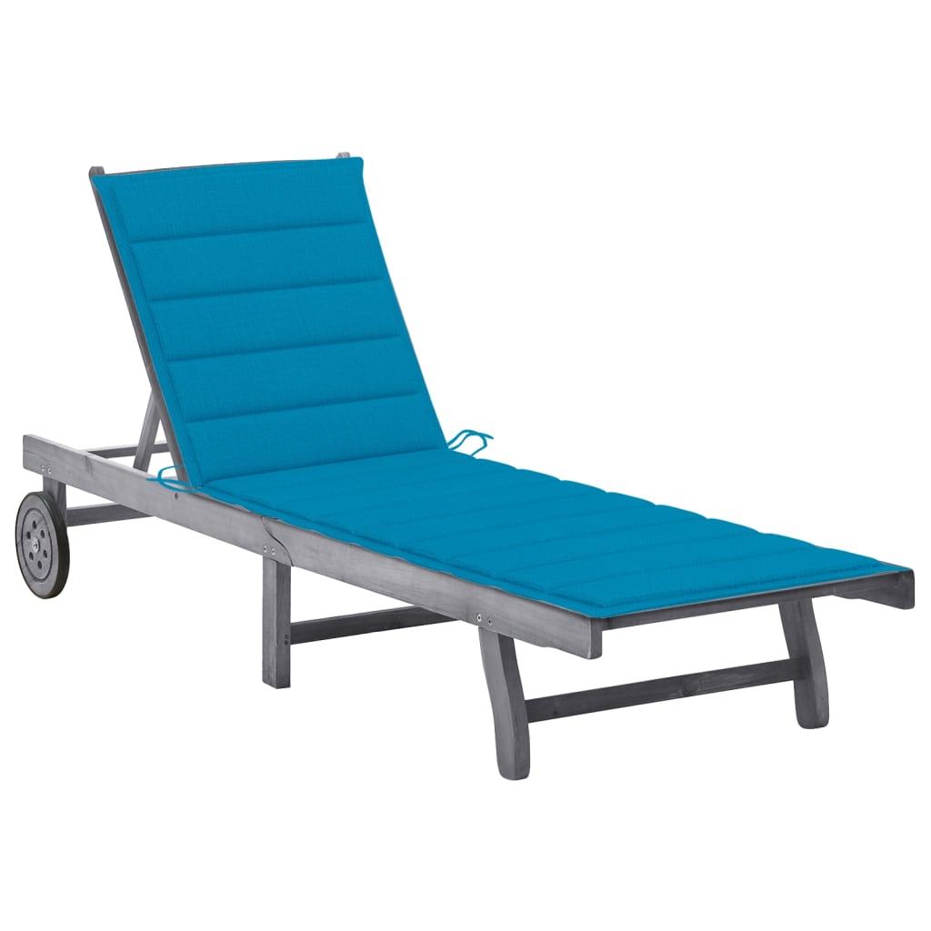 Ligbed met kussen massief acaciahout grijs is nu te koop bij PeponiXL, paradijselijk wonen!