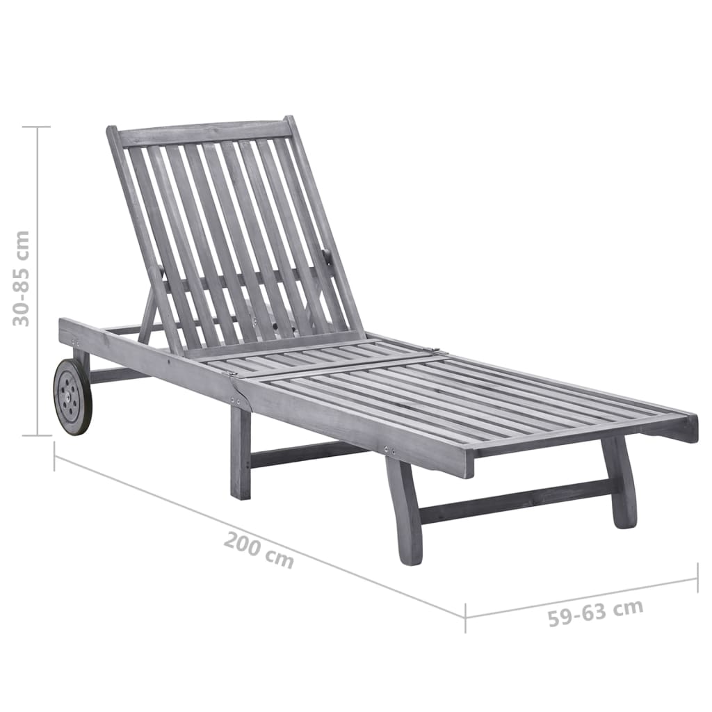 Ligbed met kussen massief acaciahout grijs is nu te koop bij PeponiXL, paradijselijk wonen!