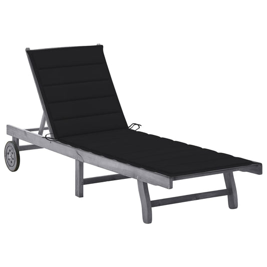 Ligbed met kussen massief acaciahout grijs is nu te koop bij PeponiXL, paradijselijk wonen!