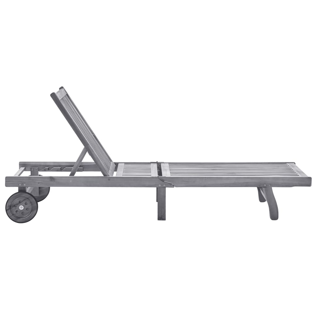 Ligbed met kussen massief acaciahout grijs is nu te koop bij PeponiXL, paradijselijk wonen!