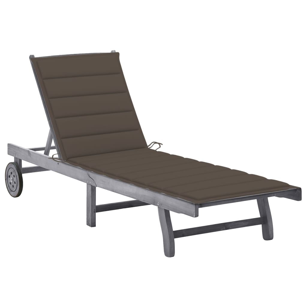 Ligbed met kussen massief acaciahout grijs is nu te koop bij PeponiXL, paradijselijk wonen!