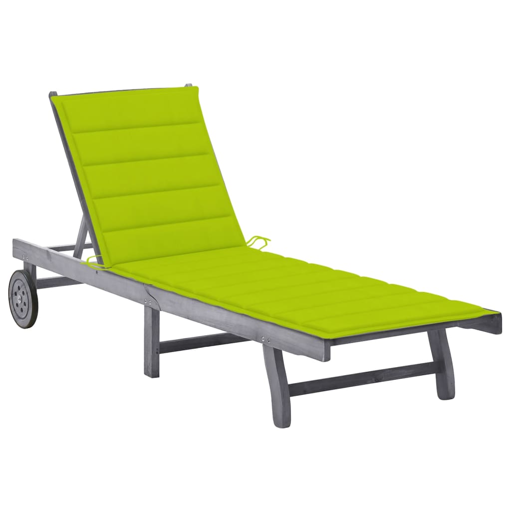 Ligbed met kussen massief acaciahout grijs is nu te koop bij PeponiXL, paradijselijk wonen!