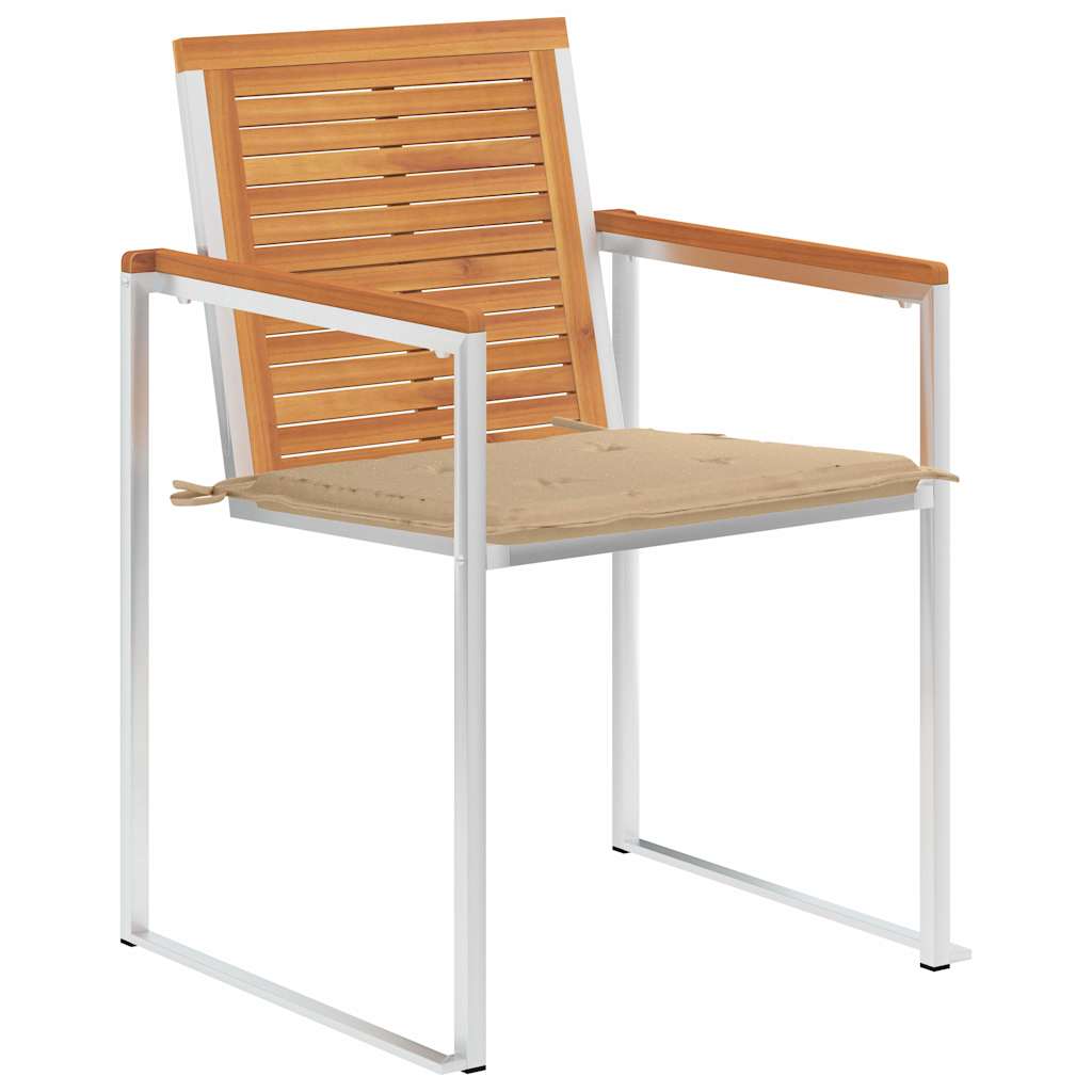 Tuinstoelen 2 st met kussens massief acaciahout en staal is nu te koop bij PeponiXL, paradijselijk wonen!